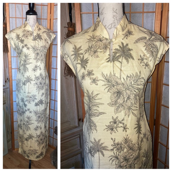 Vintage Dresses & Skirts - * SOLD * Vintage Hilo Hattie Hawaiian Original Maxi Floral Cheongsa Maxi Dress